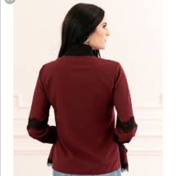 Rachel Parcell | Claret Tie Front Burgundy Blouse - Picture 4 of 8